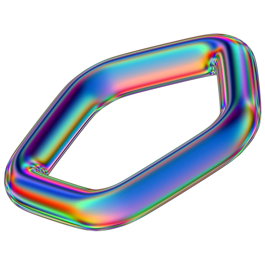 潮流酸性全息金属镭射机能彩虹3D立体几何图形png免抠图片素材【013】